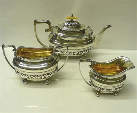 Georgian Style Silver Tea Set By Walker And Hall Sheffield C 1819