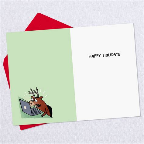 hacker the reindeer naughty list funny christmas card greeting cards hallmark