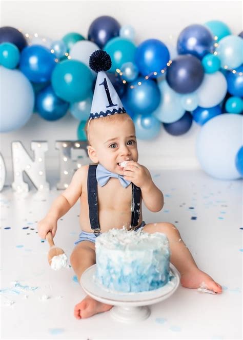 Baby Baby Boy 1st Birthday Cake Smash Prop Outfit Blue Color Handmade