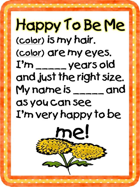 Happy To Be Me Poem Preschool Poems All About Me Preschool Kids Poems