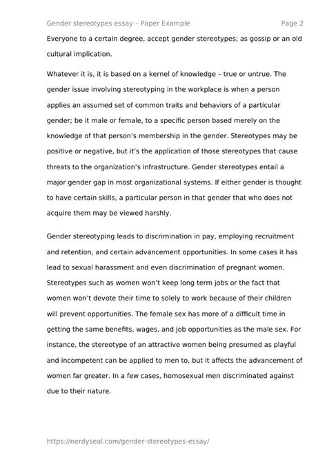 Gender Stereotypes Essay 975 Words Nerdyseal