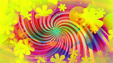 New retro bright colors shapes and flowers animated CG ...
