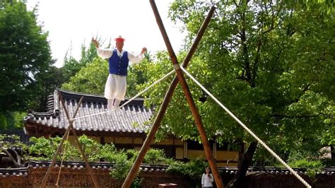 Korean Folk Village Acrobatics On A Tightrope Performance Part 1