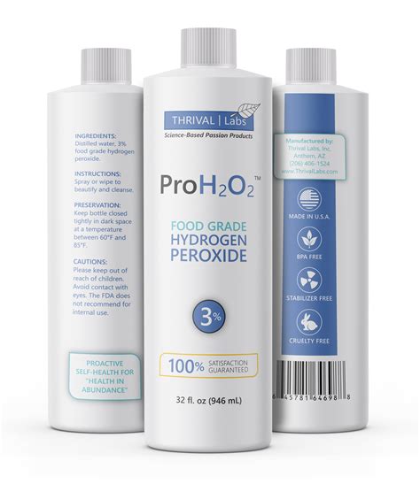 Proh2o2 Food Grade Hydrogen Peroxide 3 Natural Cleaner By Thrival Labs Refill 32 Fluid