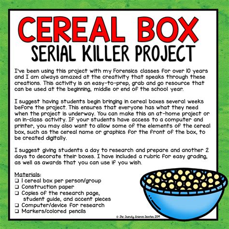 Serial Killer Cereal Box Project Print And Digital ⋆ The Trendy