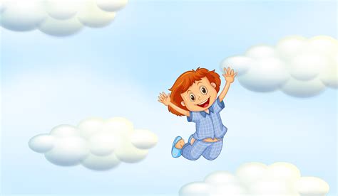 Happy Girl In Blue Pajamas In Sky 362230 Vector Art At Vecteezy