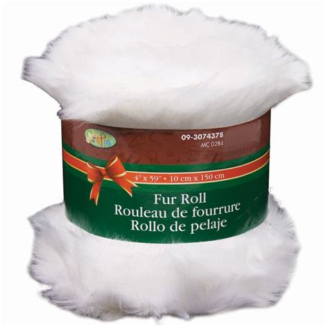 Christmas Faux Fur Roll Decoration Finishing 59 X 4 Garland White