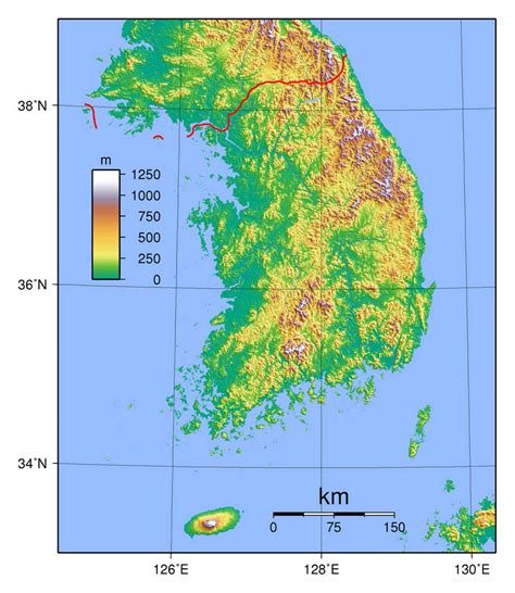 Detailed Physical Map Of South Korea South Korea Asia Mapsland
