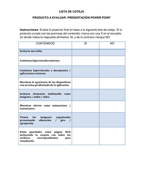 PDF Lista De Cotejo Para Evaluar Presentacion DOKUMEN TIPS