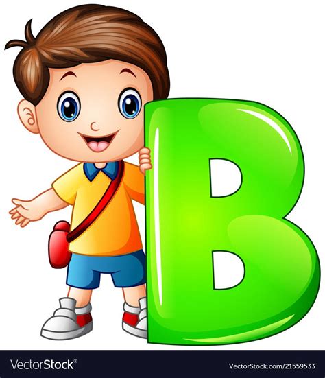 Illustration Of Little Boy Holding Letter B Download A Free Preview Or