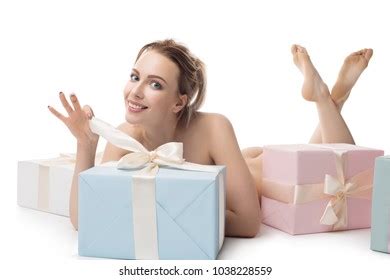 Naked Pretty Girl Color Gift Boxes Stock Photo Shutterstock