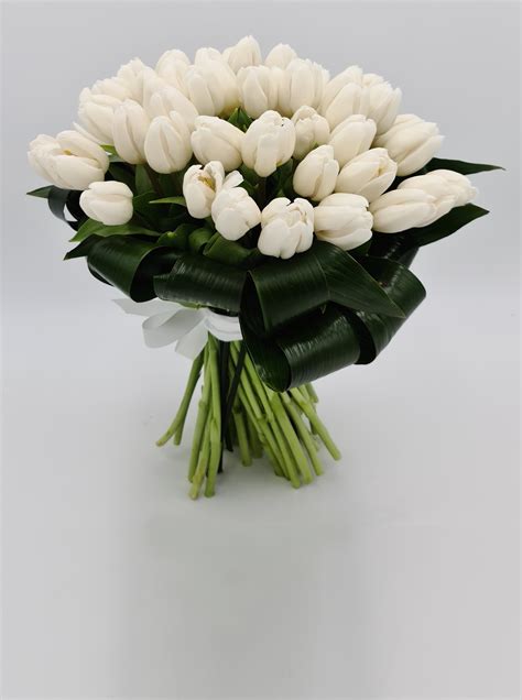 White Tulips Bouquet Luxury And Elegance
