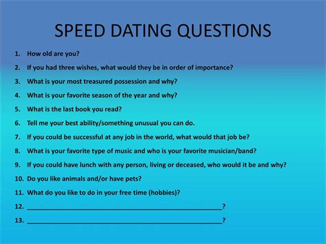 Top 5 Speed Dating Questions Telegraph