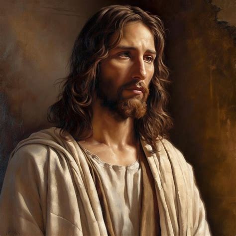 A Painting Of Jesus With Long Hair Wearing A Robe And Holding His Hands