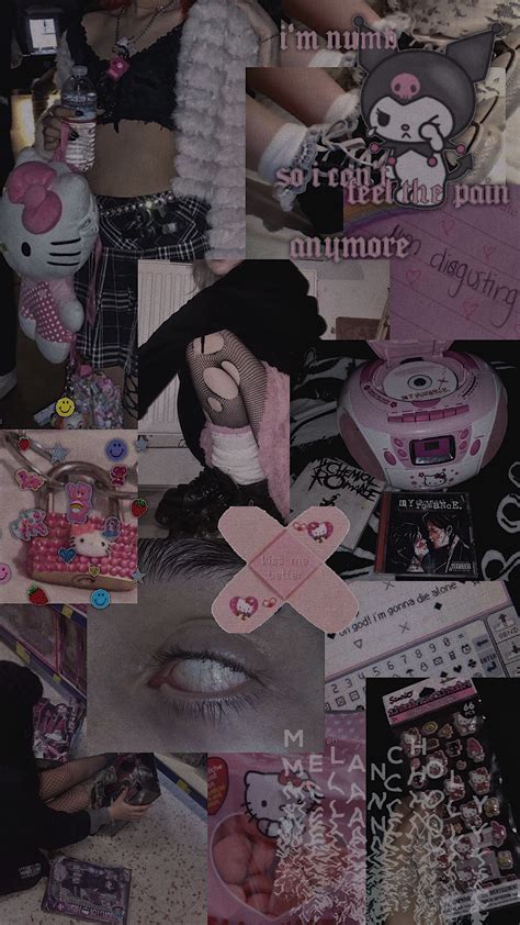 Sanrio Soft Grunge Pastel Pink Hello Kitty Kuromi Y2k Goth Egirl My