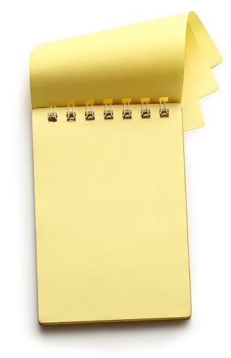 Open Yellow Notepad On White Stock Photo Download Image Now Cut Out