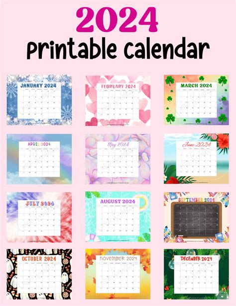 Free Cute 2024 Printable Calendar Templates Printable Free
