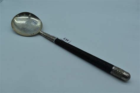 Asian Silver Large Spoon With Wooden Handle Flatwarecutlery And