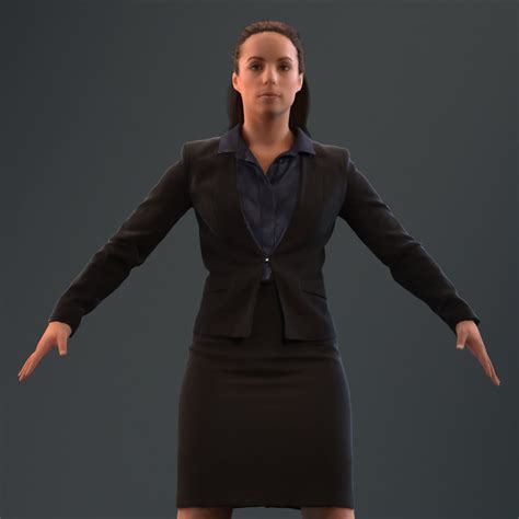 Rigged Game Ready Rigged 3d Woman In Business Attire