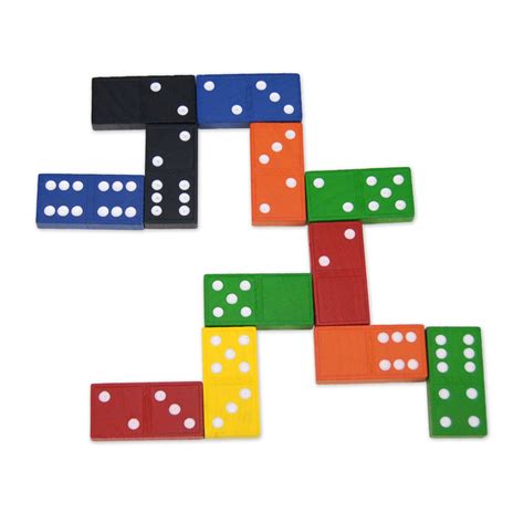 Double Six Wooden Dominoes Multicolored Set Of 168 48 Off