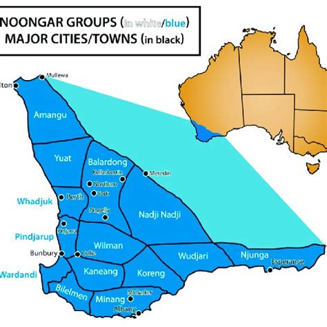 Map Of Nyoongar Boodja In The Southwest Region Of Western Australia
