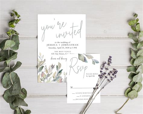 Youre Invited Wedding Invitations And Rsvp Card Set Etsy
