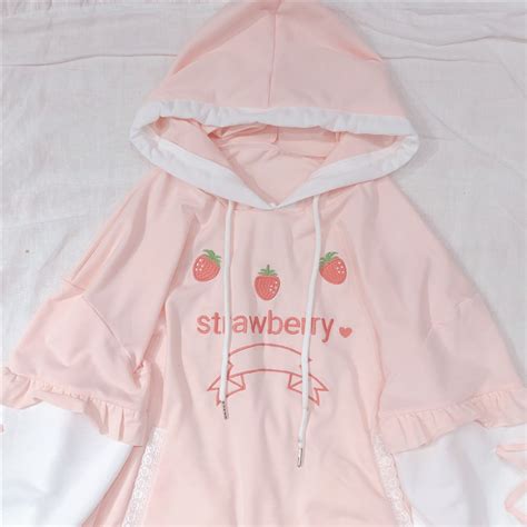 Kawaii Japanese Style Strawberry Harajuku Hoodie Kawaiitherapy