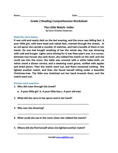 Reading Comprehension Worksheets Pdf Grade 5
