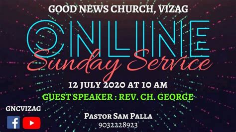 Good News Church Vizag Live Sunday Service 12 July 2020 Rev