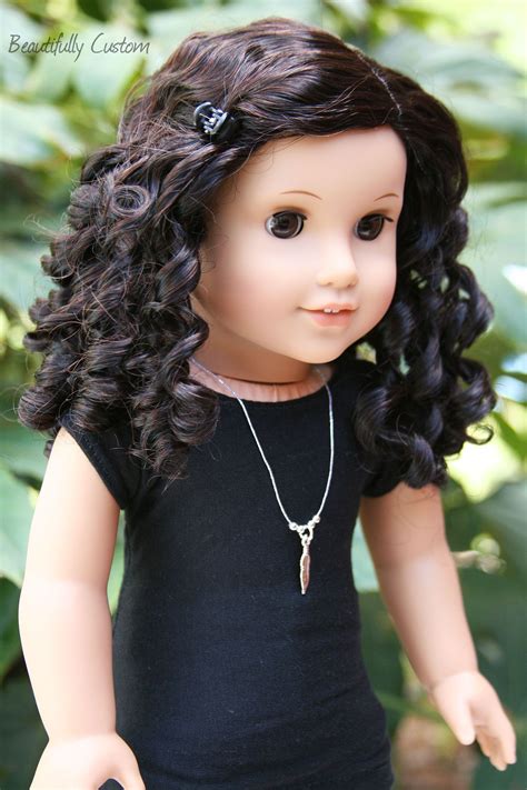 custom american girl doll ~ brown eyes and short curly black dark brown h… custom american
