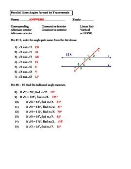 Geometry unit 3 parallel lines angles formed by transversals learn vocabulary terms and more. 31 Angles In Transversal Worksheet Answer Key - Worksheet ...