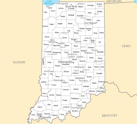 Map Of Indiana Political Physical Geographical