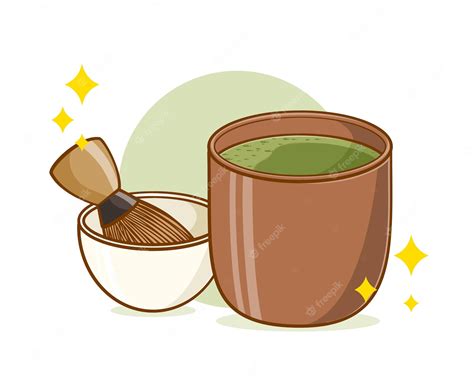 Premium Vector Cute Japanese Green Tea Cartoon Illustration