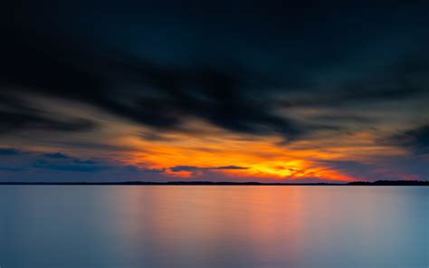 Download Clean And Calm Orange Dark Sky Sunset 1680x1050 Wallpaper