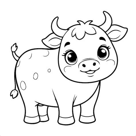 Desenho de página para colorir de vaca para crianças Vetor Premium