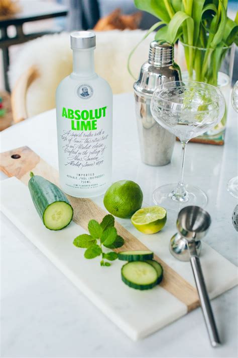 Cucumber Mint And Absolut Lime Cocktail Lime Vodka Drinks Vodka Recipes Lime Drinks