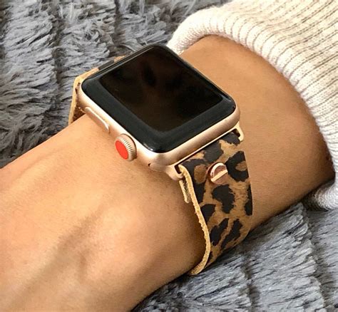 Leopard Print Leather Apple Watch Band 38mm 40mm 42mm ...