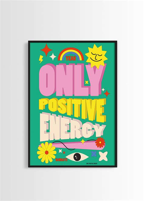 Only Positive Energy Typography Poster Vibrant Green Wall Art For