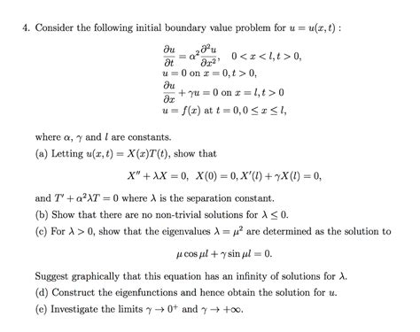 Solved 4 Consider The Following Initial Boundary Value