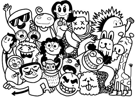 Premium Vector Funny Doodle People Hand Drawn Illustration