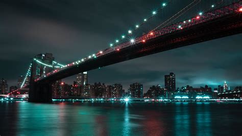 Brooklyn Bridge Wallpaper 4k 8k Manhattan City Lights Night