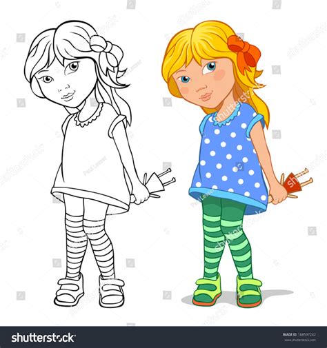 Little Girl Holding Doll Stock Vector Royalty Free 168597242