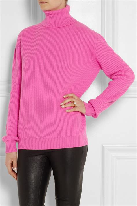 Lyst Bottega Veneta Ribbed Cashmere Turtleneck Sweater In Pink