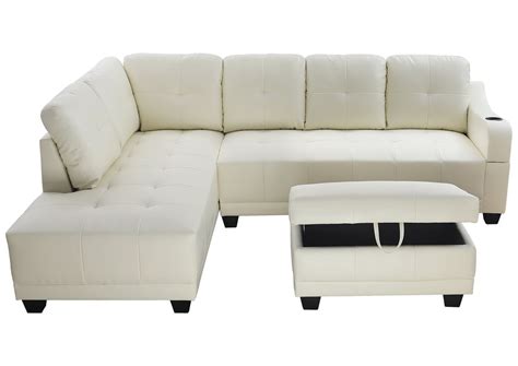 Sectional Sofaaycp Furniture White Faux Leather Sectional Sofa With