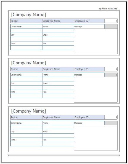 Phone Message Slip Templates For Ms Excel Excel Templates
