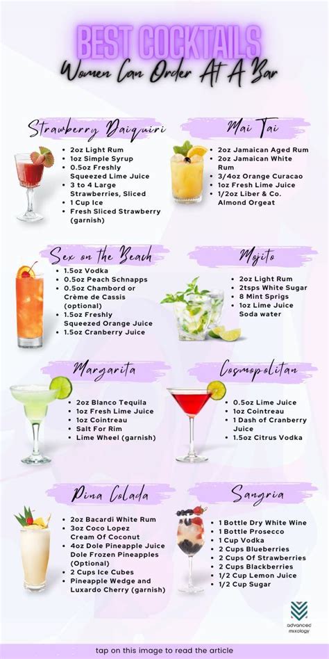 8 best cocktails women can order at a bar in 2023 bartender drinks recipes fruity bar drinks