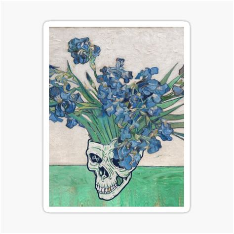 Punk Van Gogh Irises Skull Tattoo Goth Art Sticker By Artwordsapparel