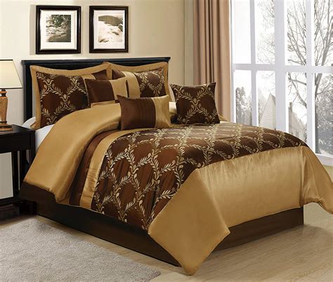 At sears, you can find a broad range of comforter styles and designs for every member of your family. HIG 7 Piece Comforter Set Queen- Chocolate and Gold ...