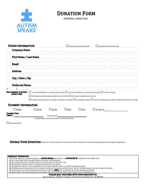 Donation Form Free Word Templates