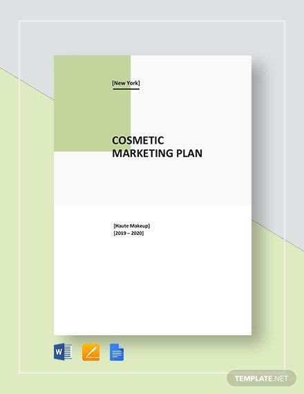 Business plan templates that are business specific and include all aspects of planning a certain business are cosmetics store business plan template. Cosmetic Marketing Plan Template in 2020 | Marketing plan ...